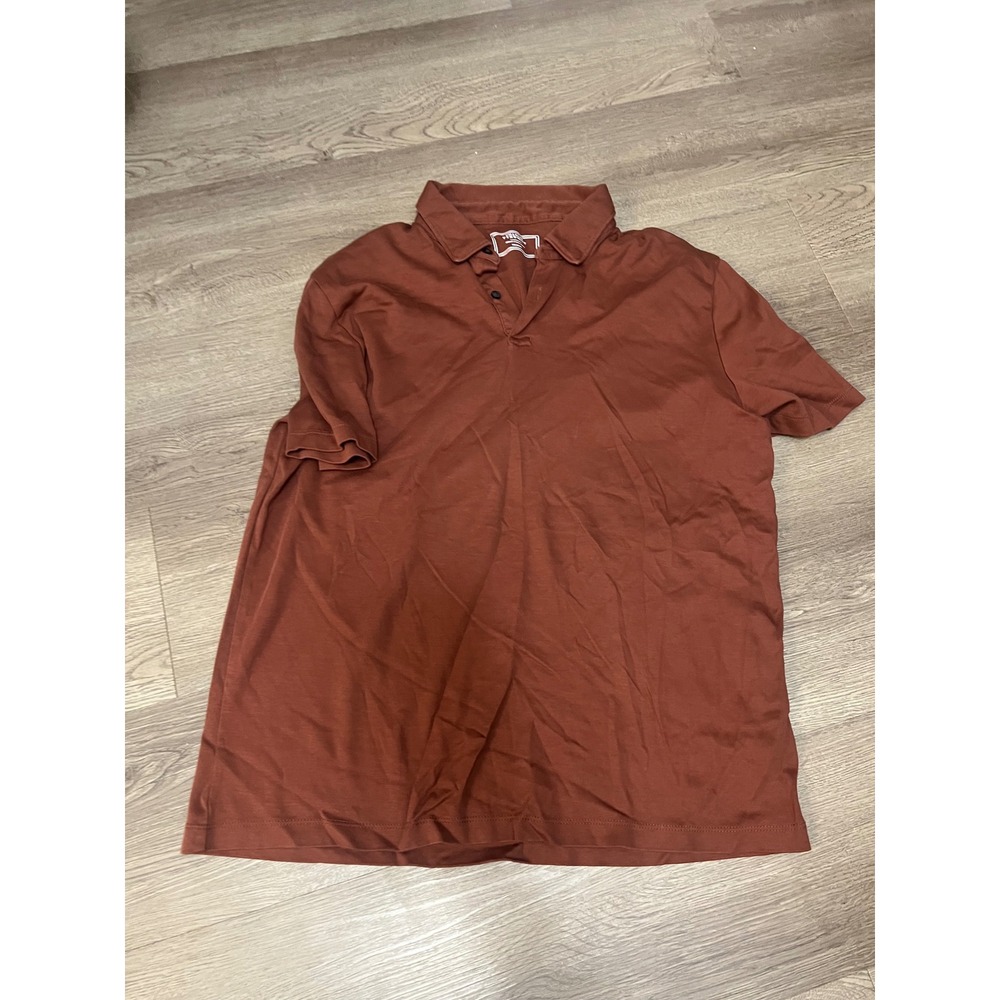 Charles Tyrwhitt Mens Medium Rust Brown Short Sleeve Cotton Polo Shirt